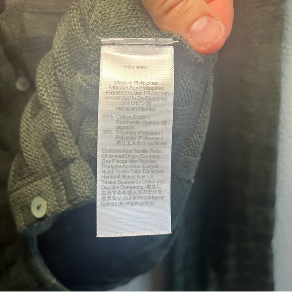 FLAW with Tags Madewell Basket-Weave Stitch Long-Sleeve Sweater Tee Green XS - Picture 9 of 11